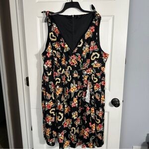 Disney Hawaiian floral dress, size 28, sleeveless, faux wrap skirt, cotton blend